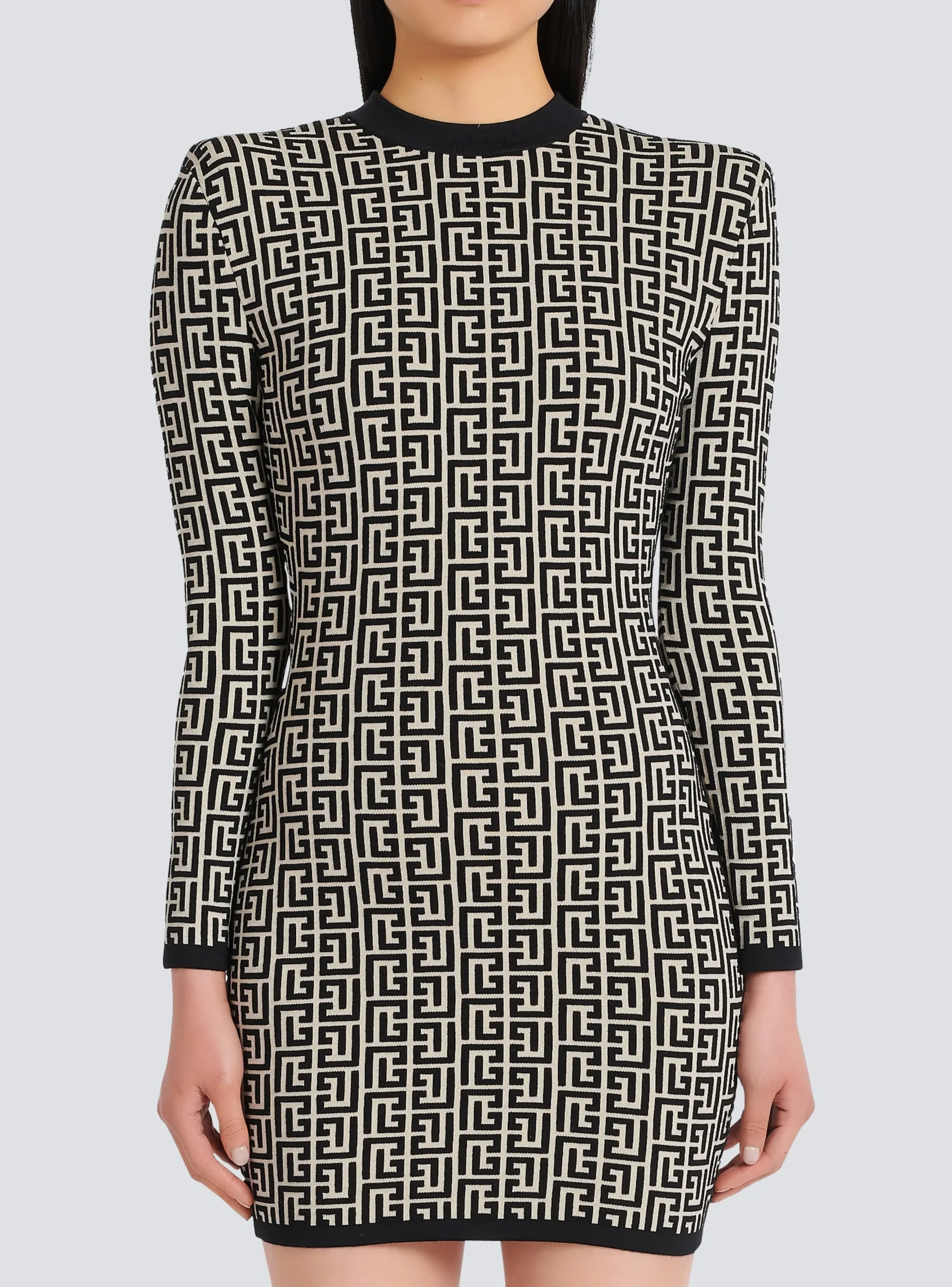 Short Bicolor Jacquard Dress With Monogram-Balmain Hot