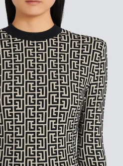 Short Bicolor Jacquard Dress With Monogram-Balmain Hot