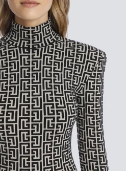 Short Bicolor Jacquard Knit Dress With Monogram-Balmain Discount
