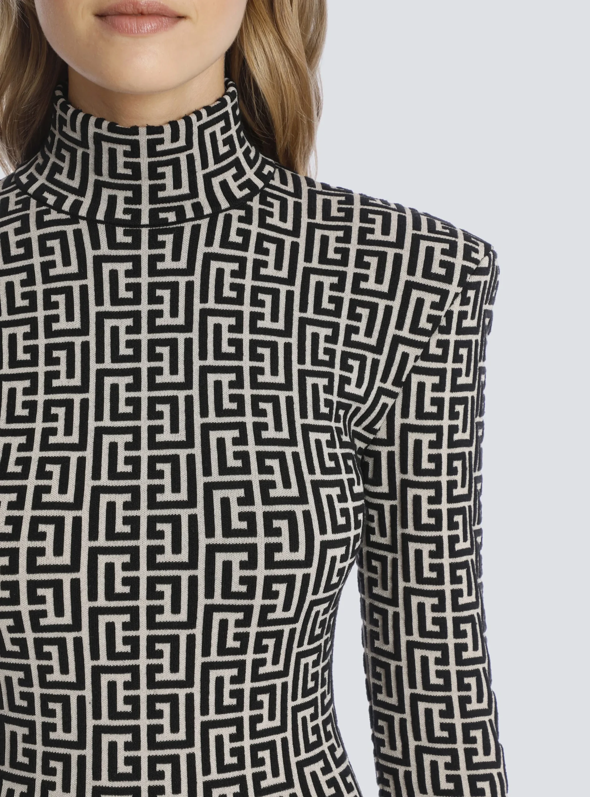Short Bicolor Jacquard Knit Dress With Monogram-Balmain Discount