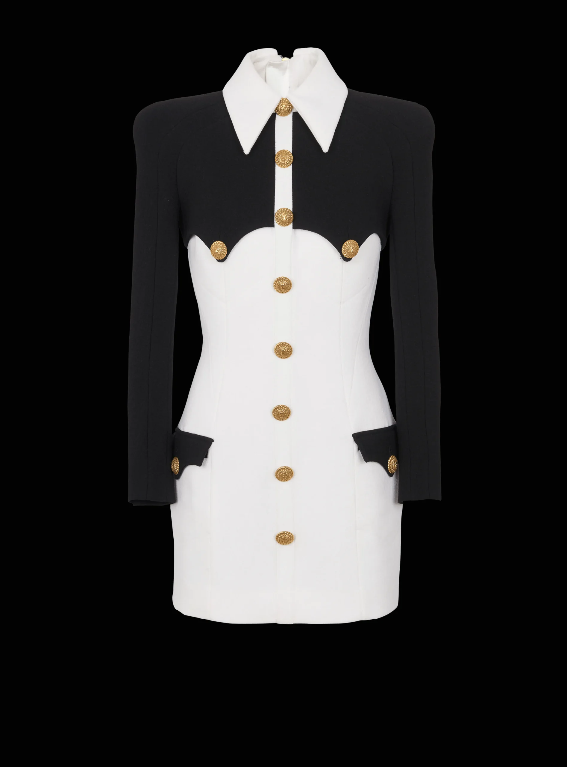 Short Buttoned Crepe Dress-Balmain Cheap