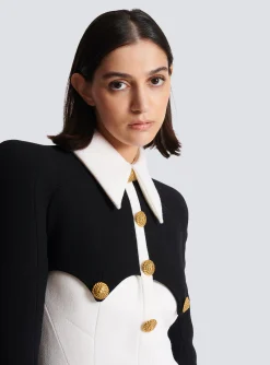 Short Buttoned Crepe Dress-Balmain Cheap