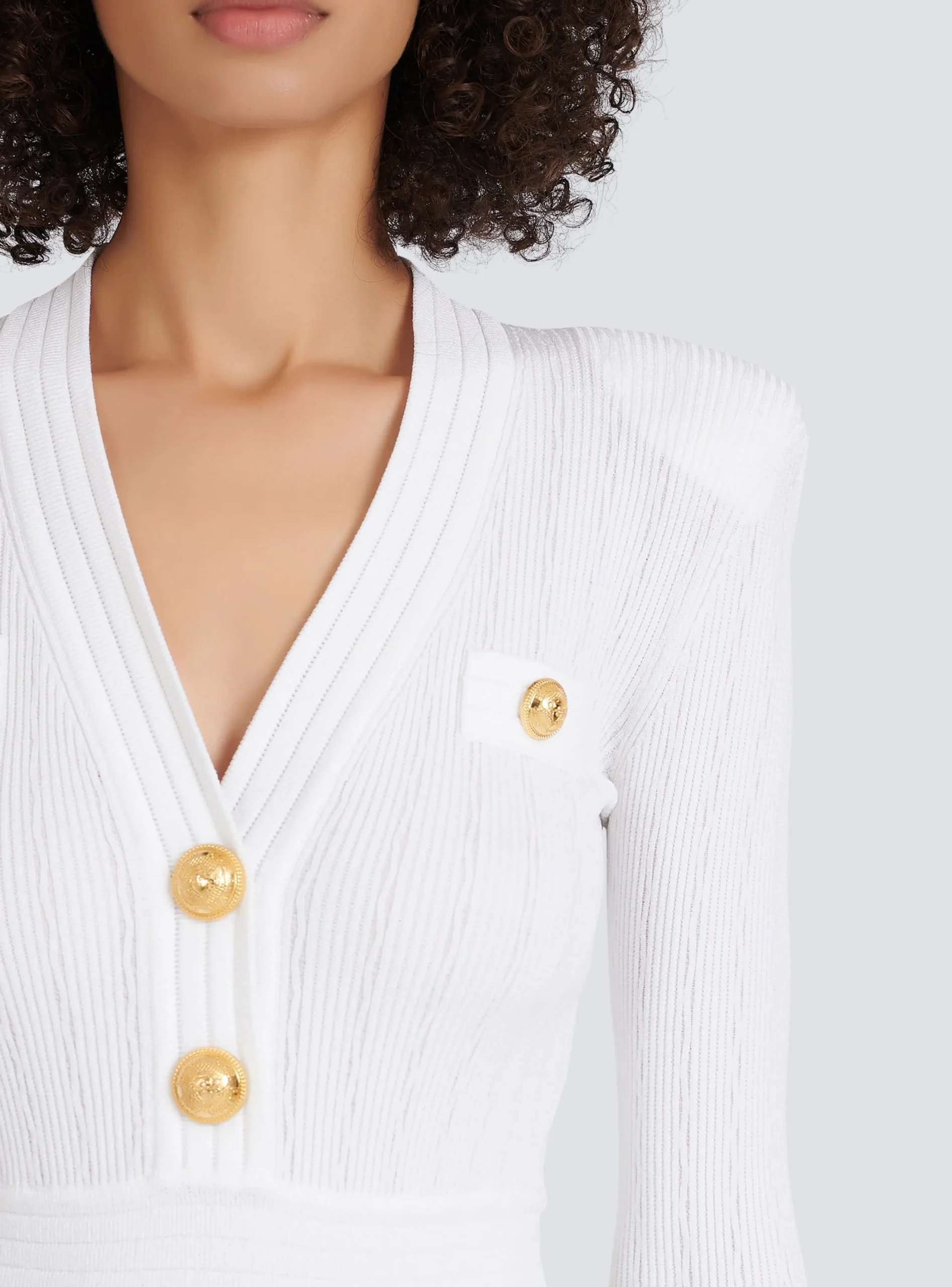 Short Eco-designed Knit Dress With Gold-tone Buttons-Balmain Clearance