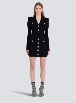 Short Eco-designed Knit Dress With Gold-tone Buttons-Balmain Best