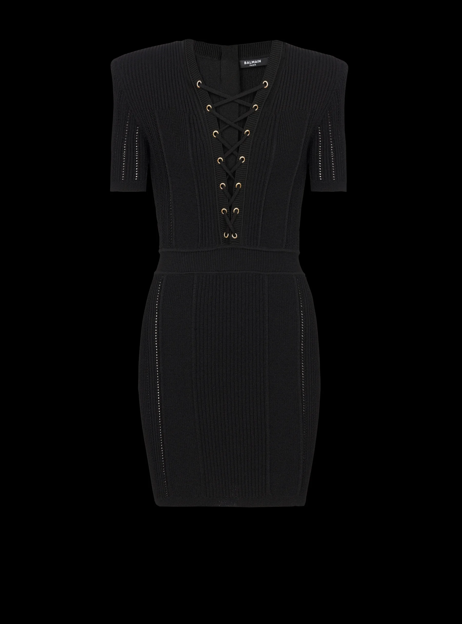 Short Fine Ribbed Knit Dress-Balmain Discount
