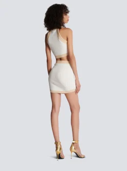 Short Knit Skirt With Gold Trim-Balmain Best