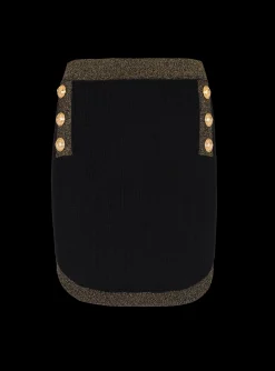 Short Knit Skirt With Gold Trim-Balmain Sale