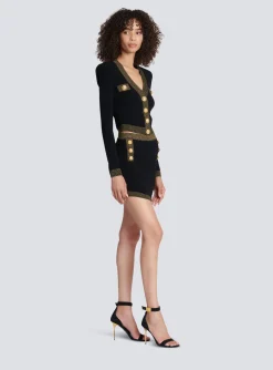 Short Knit Skirt With Gold Trim-Balmain Sale