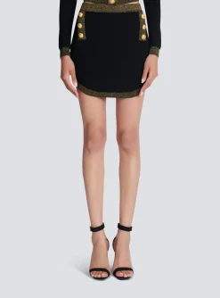 Short Knit Skirt With Gold Trim-Balmain Sale