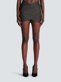 Short Knit Skirt With Stripes-Balmain Outlet