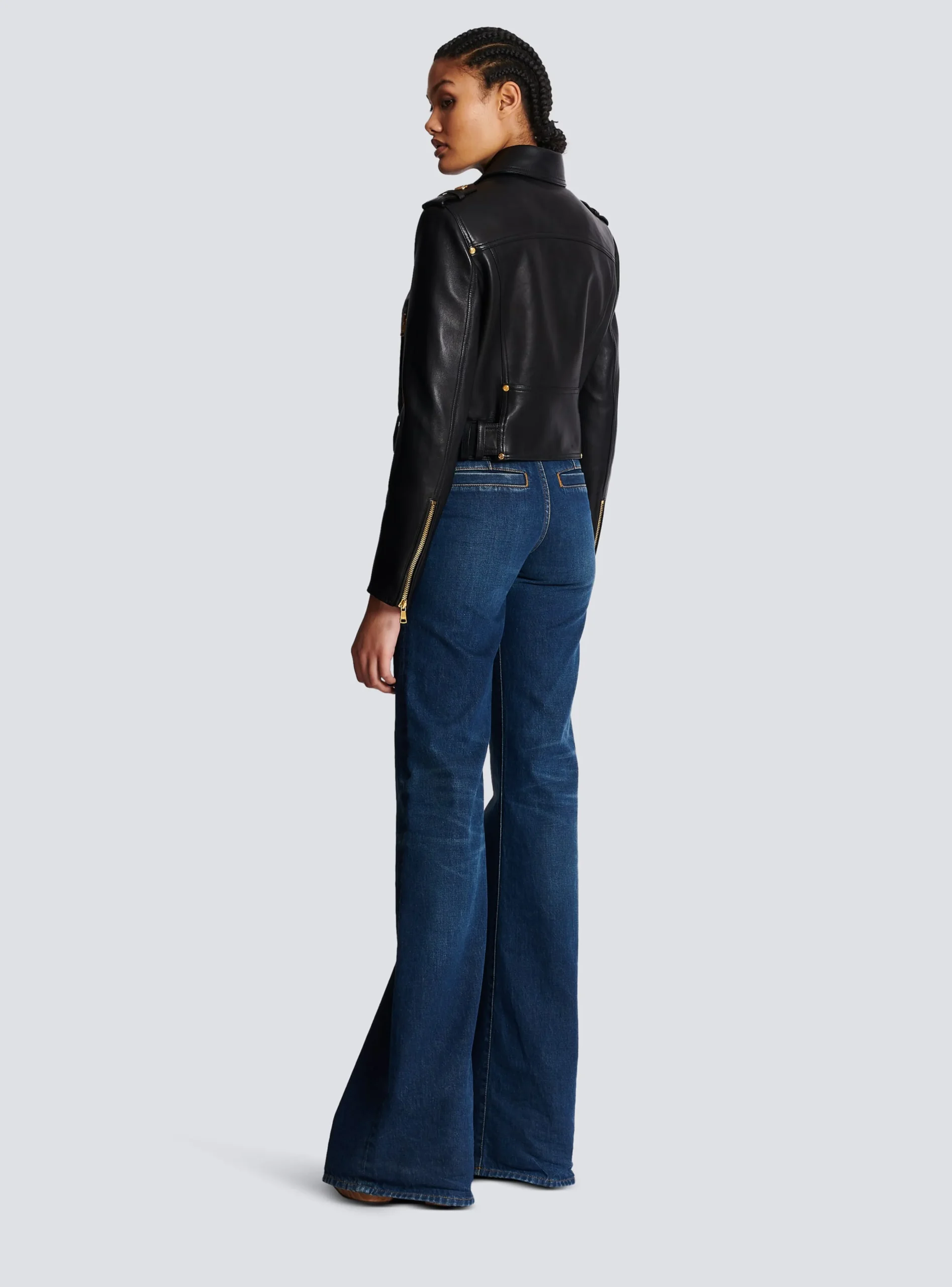 Short Leather Biker Jacket-Balmain Best Sale