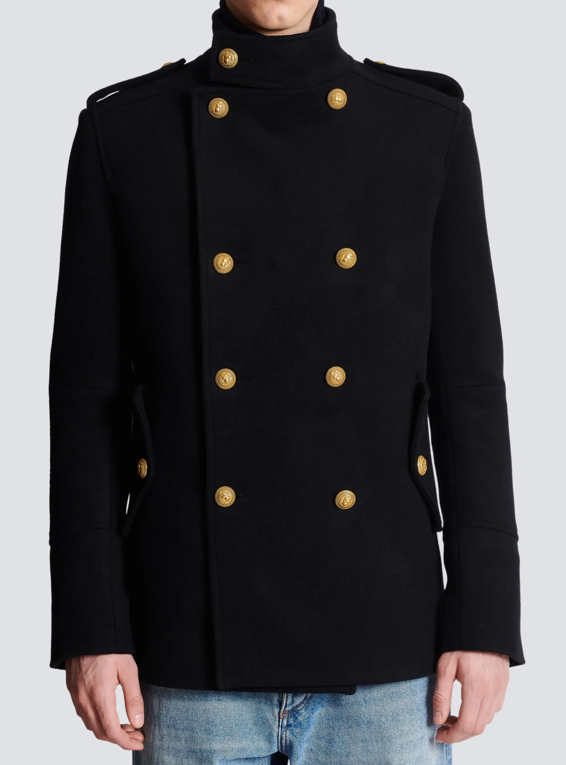 Short Military-style Coat-Balmain Outlet