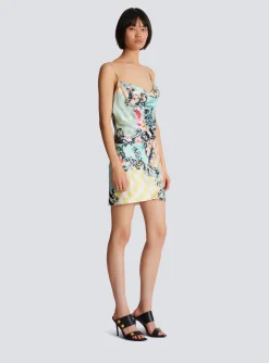 Short Satin Slip Dress With Baroque Print-Balmain Best Sale