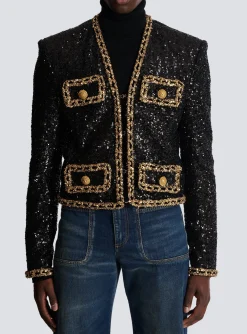 Short Sequin Jacket-Balmain Outlet