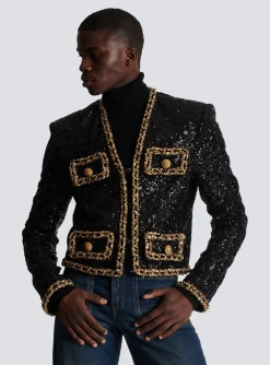 Short Sequin Jacket-Balmain Outlet