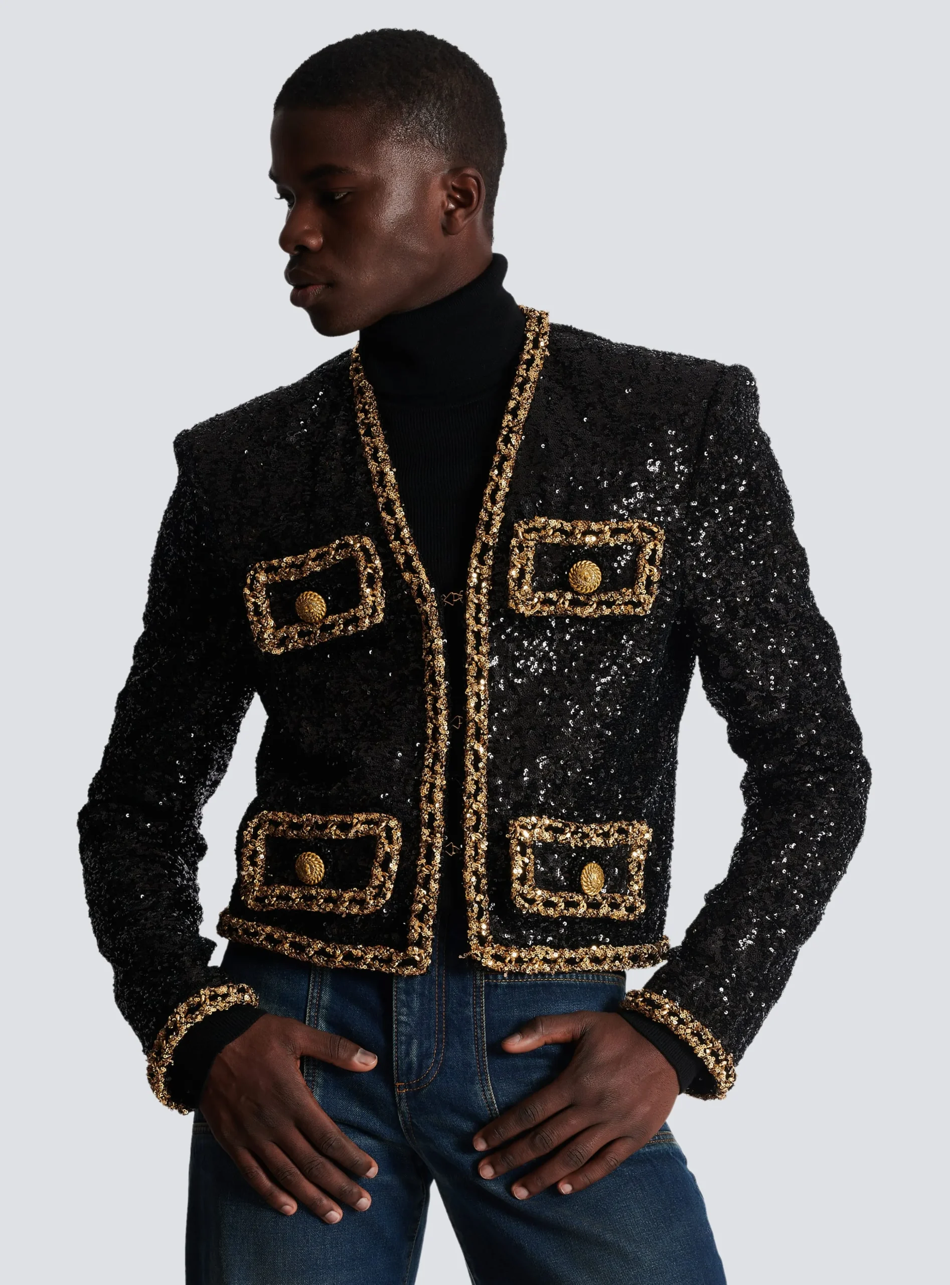 Short Sequin Jacket-Balmain Outlet