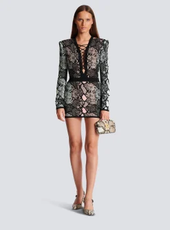 Short Snakeskin Jacquard Dress-Balmain Clearance