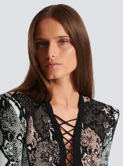 Short Snakeskin Jacquard Dress-Balmain Clearance