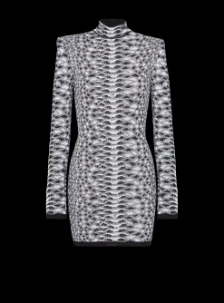 Short Snakeskin Textured Knit Dress-Balmain Online