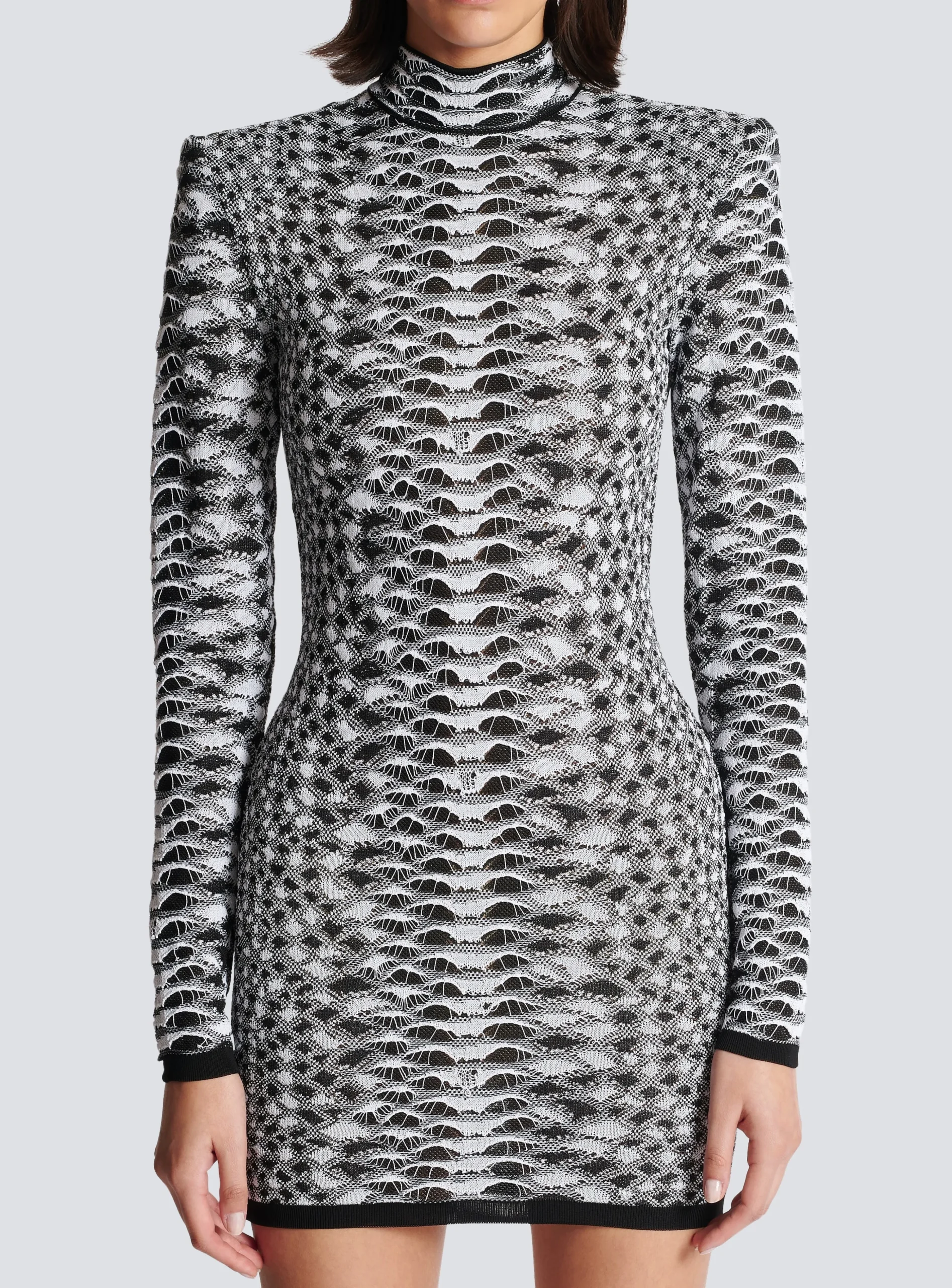 Short Snakeskin Textured Knit Dress-Balmain Online