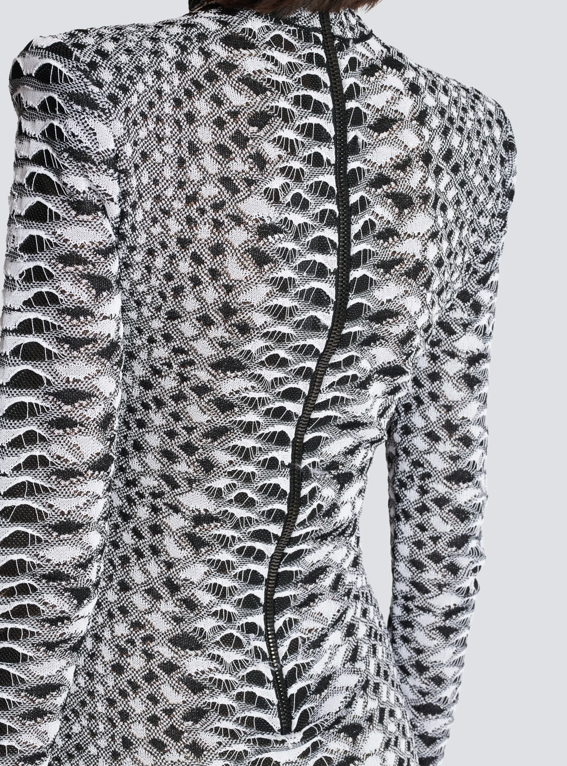 Short Snakeskin Textured Knit Dress-Balmain Online
