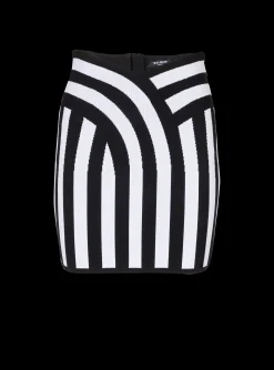 Short Striped Knit Skirt-Balmain Cheap