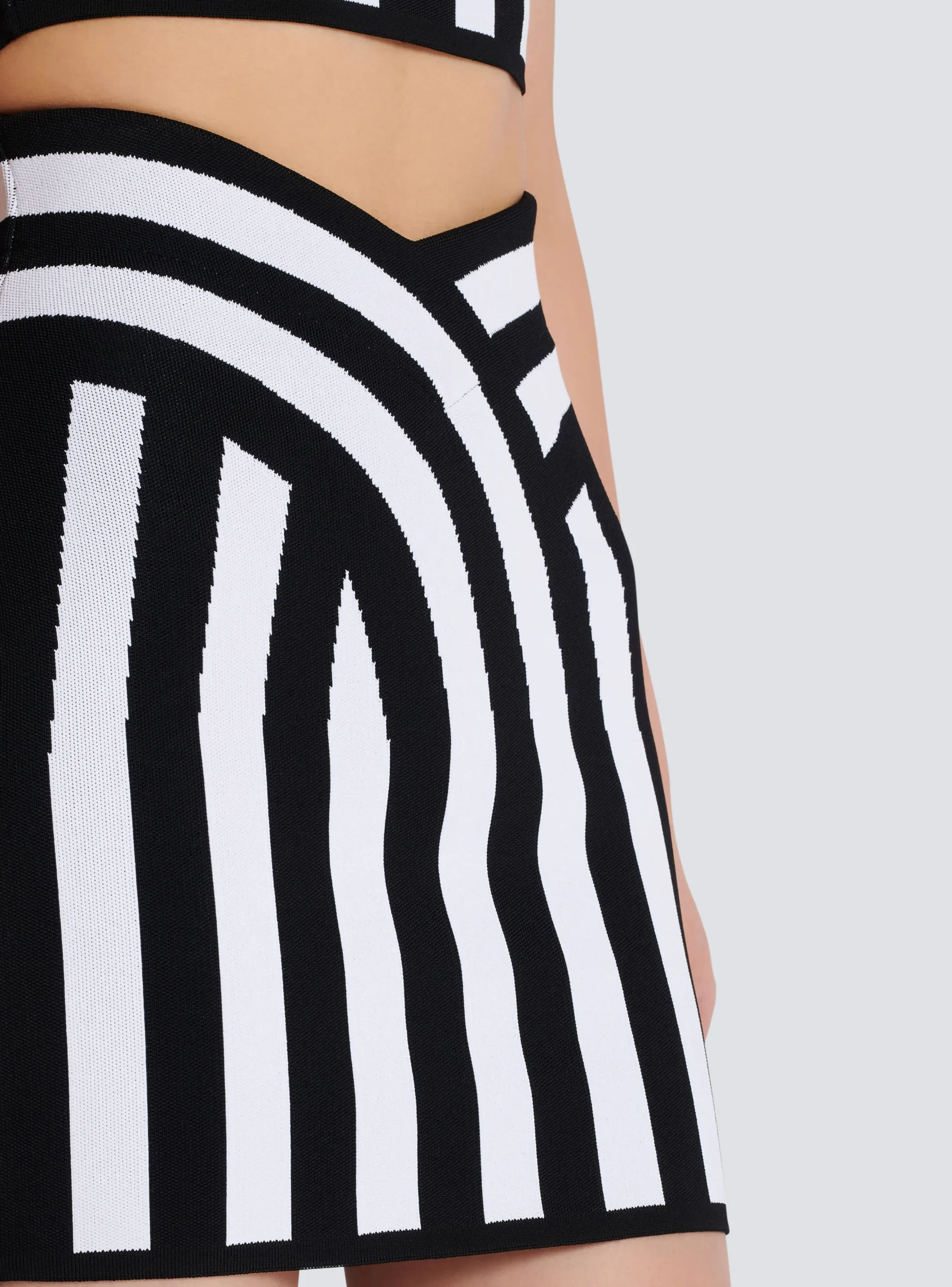 Short Striped Knit Skirt-Balmain Cheap