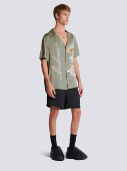 Short-sleeved Satin Shirt With Tiger Print-Balmain Outlet