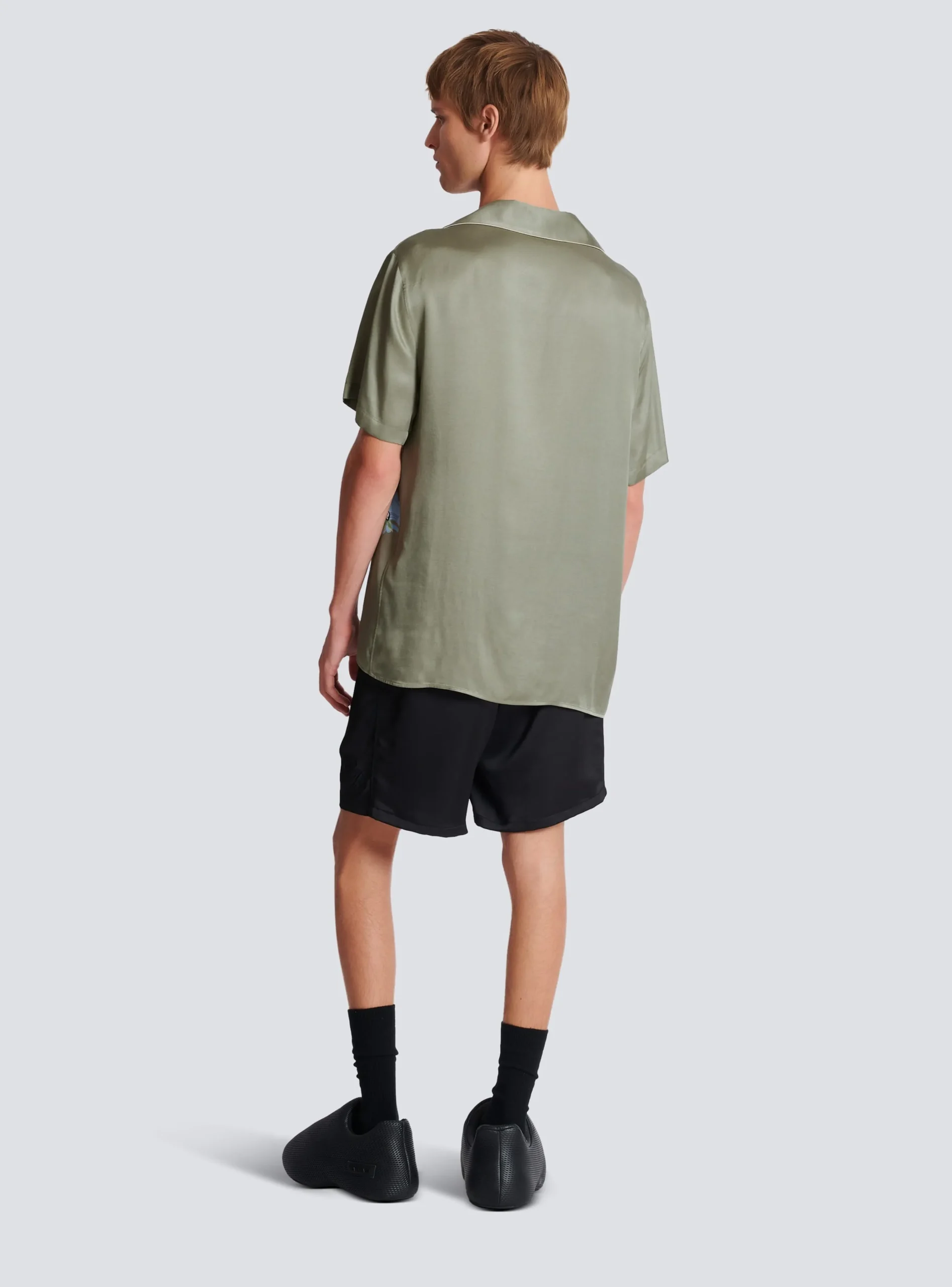 Short-sleeved Satin Shirt With Tiger Print-Balmain Outlet