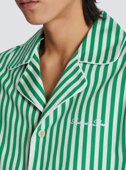Short-sleeved Striped Cotton Pyjama Shirt-Balmain Sale