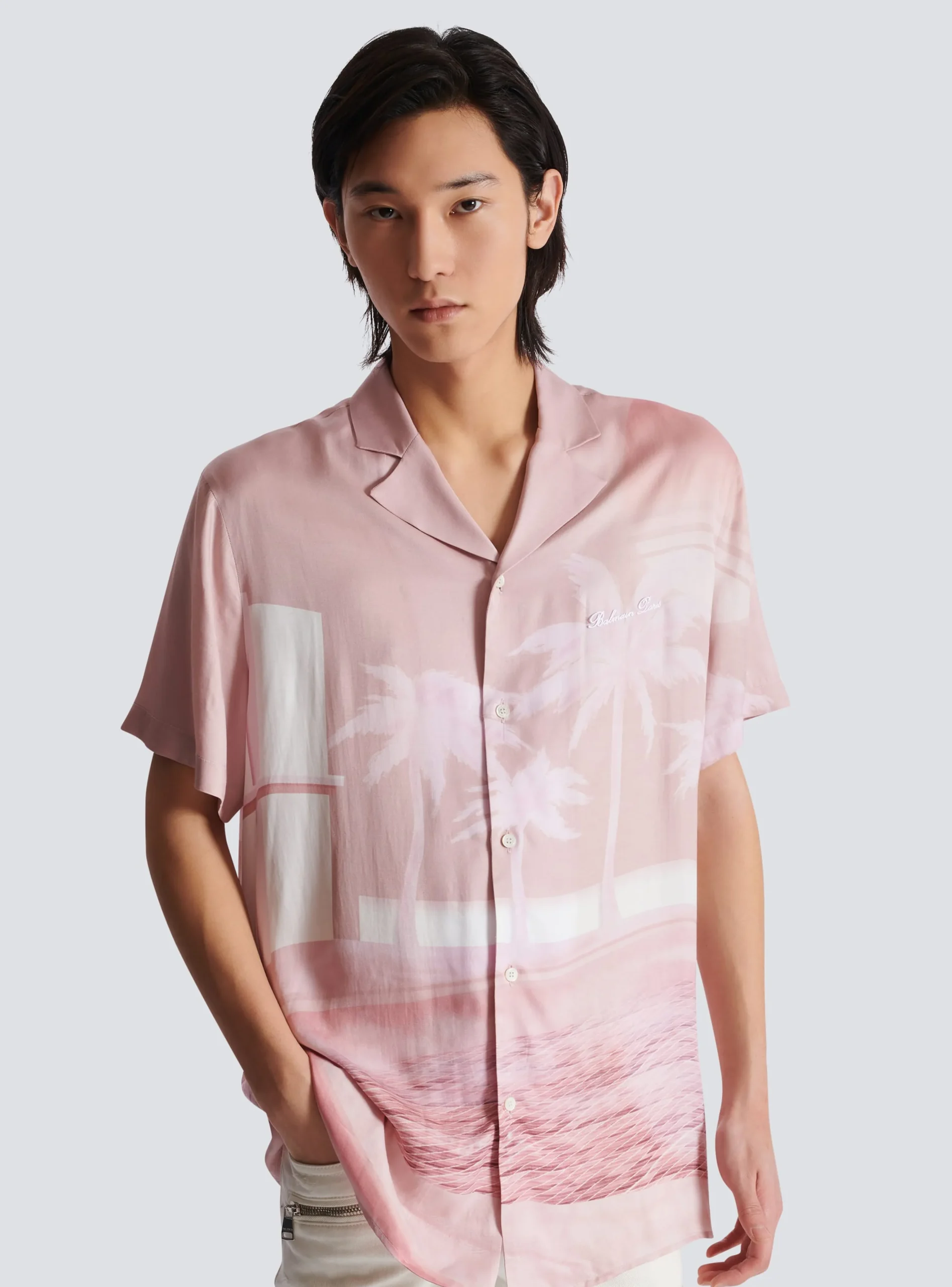 Short-sleeved Twill Pyjama Shirt With Postcard Print-Balmain Best Sale