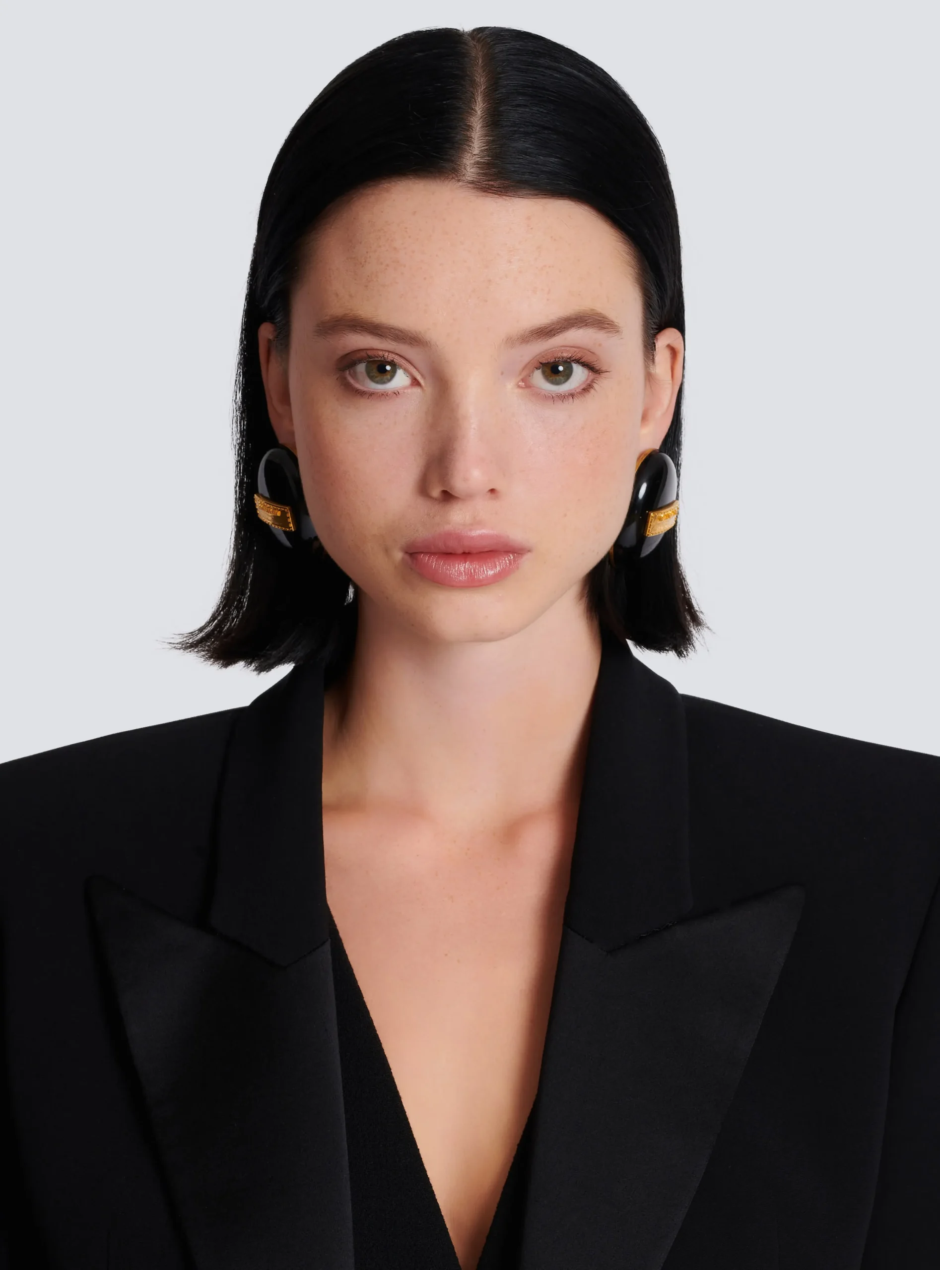 Signature Grid Brass And Enamel Earrings-Balmain Online