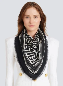 Silk Monogrammed Scarf-Balmain Best Sale