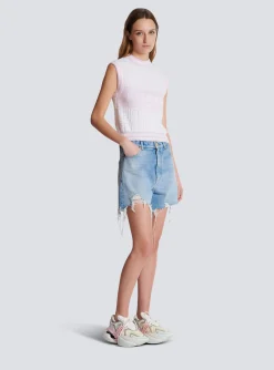 Sleeveless Monogram Knit Top-Balmain Best