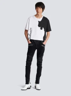 Slim-fit Denim Jeans With Ribbed Details-Balmain Discount