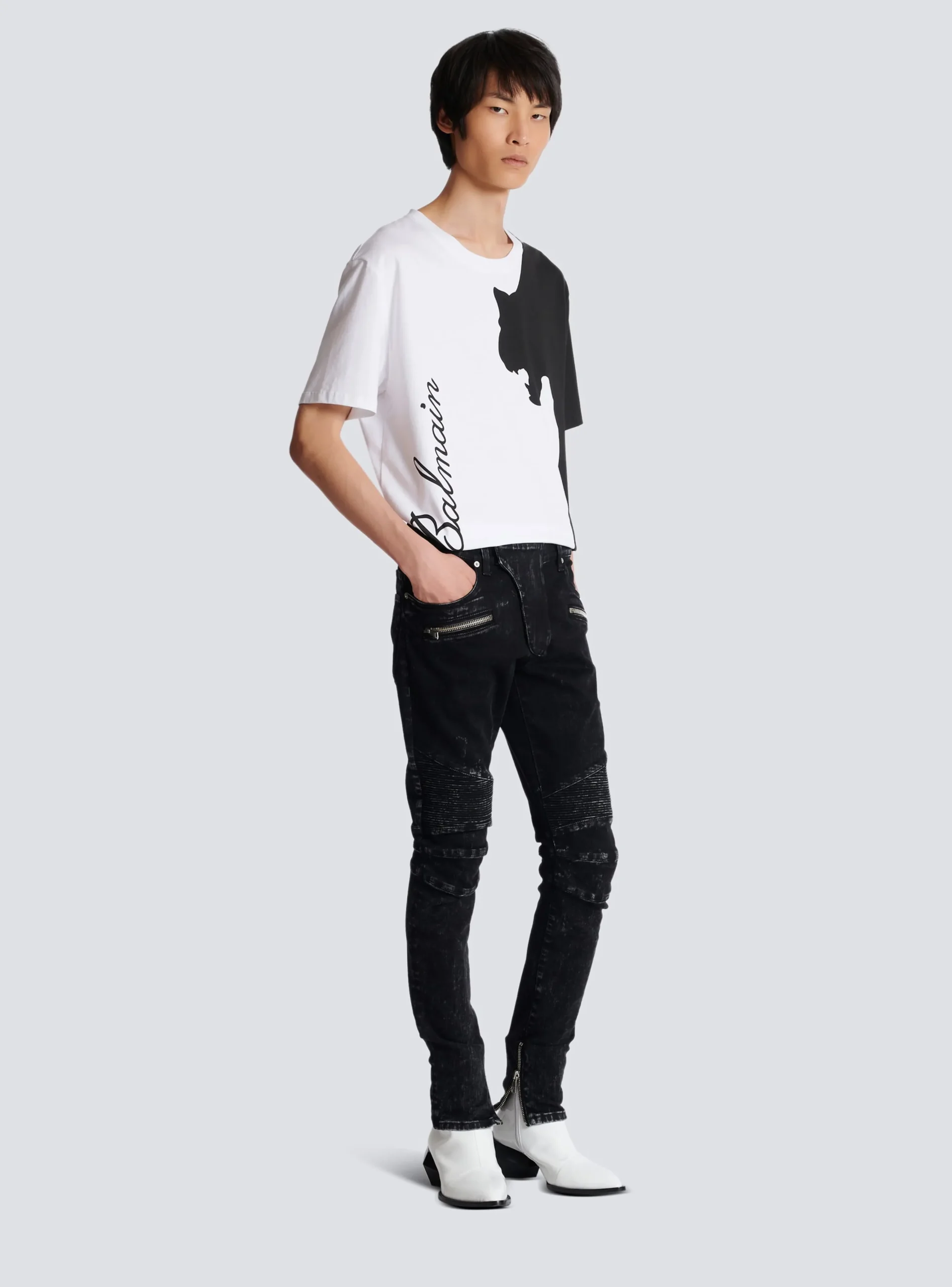 Slim-fit Denim Jeans With Ribbed Details-Balmain Discount
