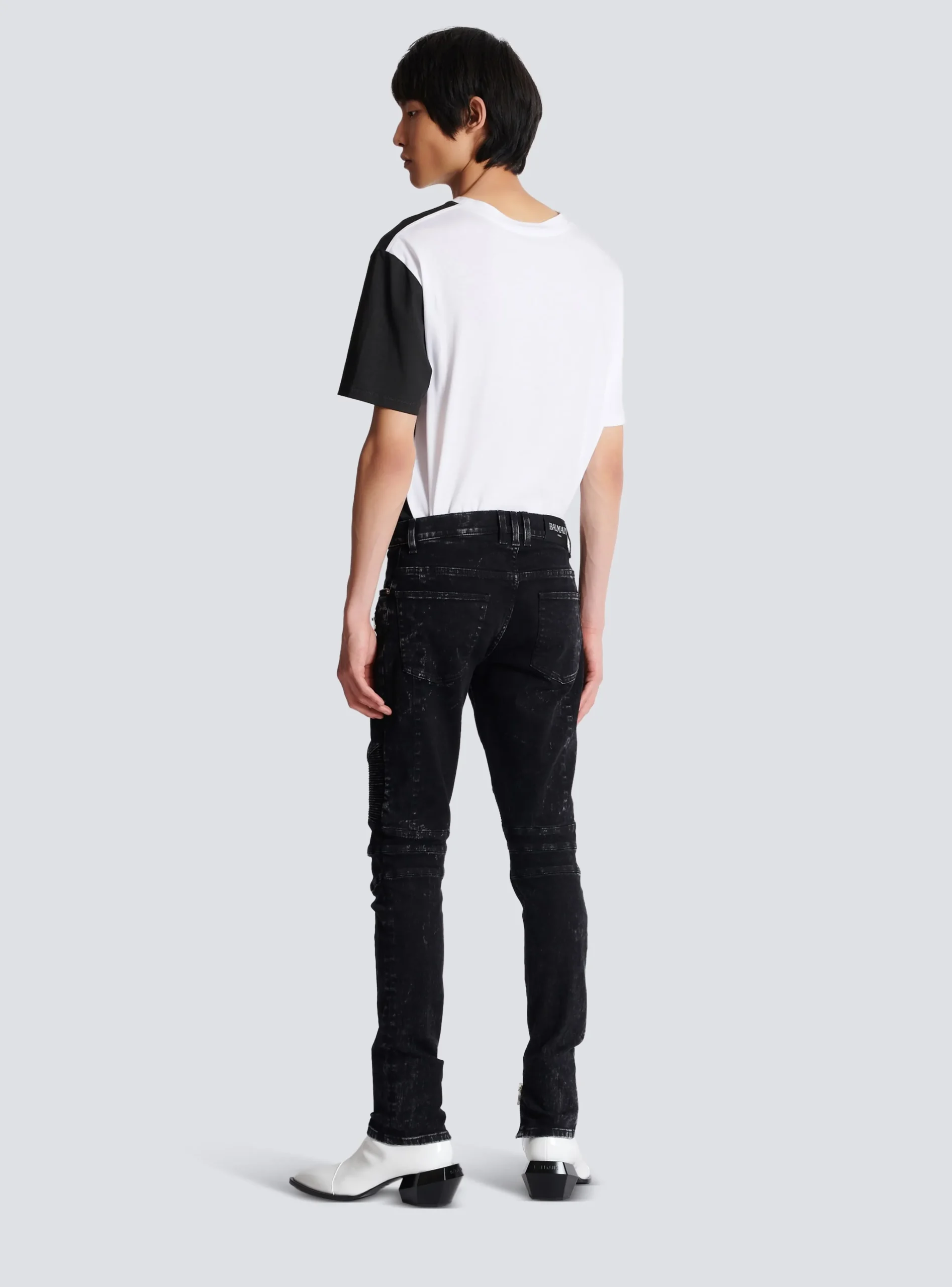Slim-fit Denim Jeans With Ribbed Details-Balmain Discount