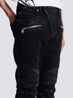 Slim-fit Denim Jeans With Ribbed Details-Balmain Discount