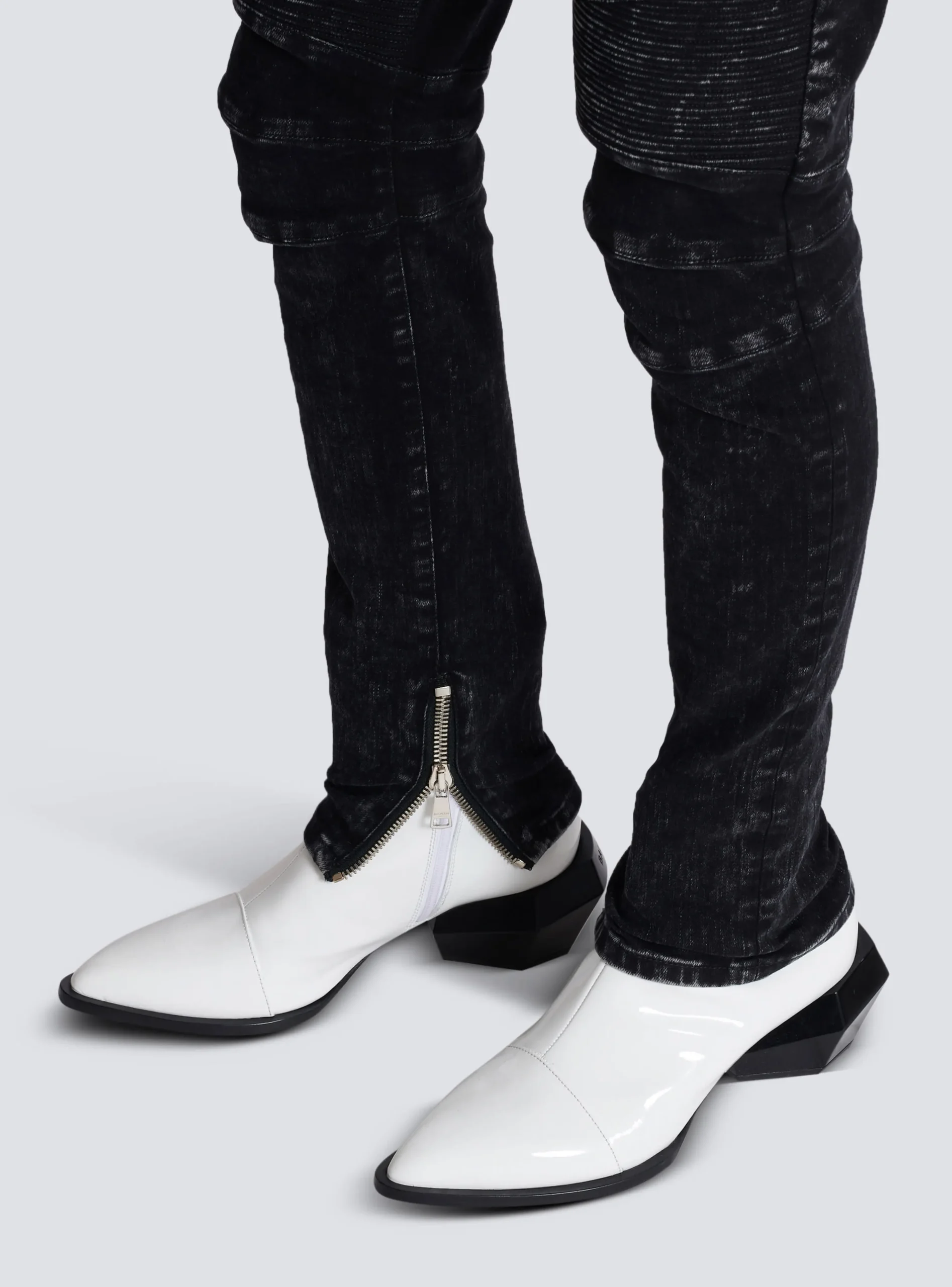 Slim-fit Denim Jeans With Ribbed Details-Balmain Discount