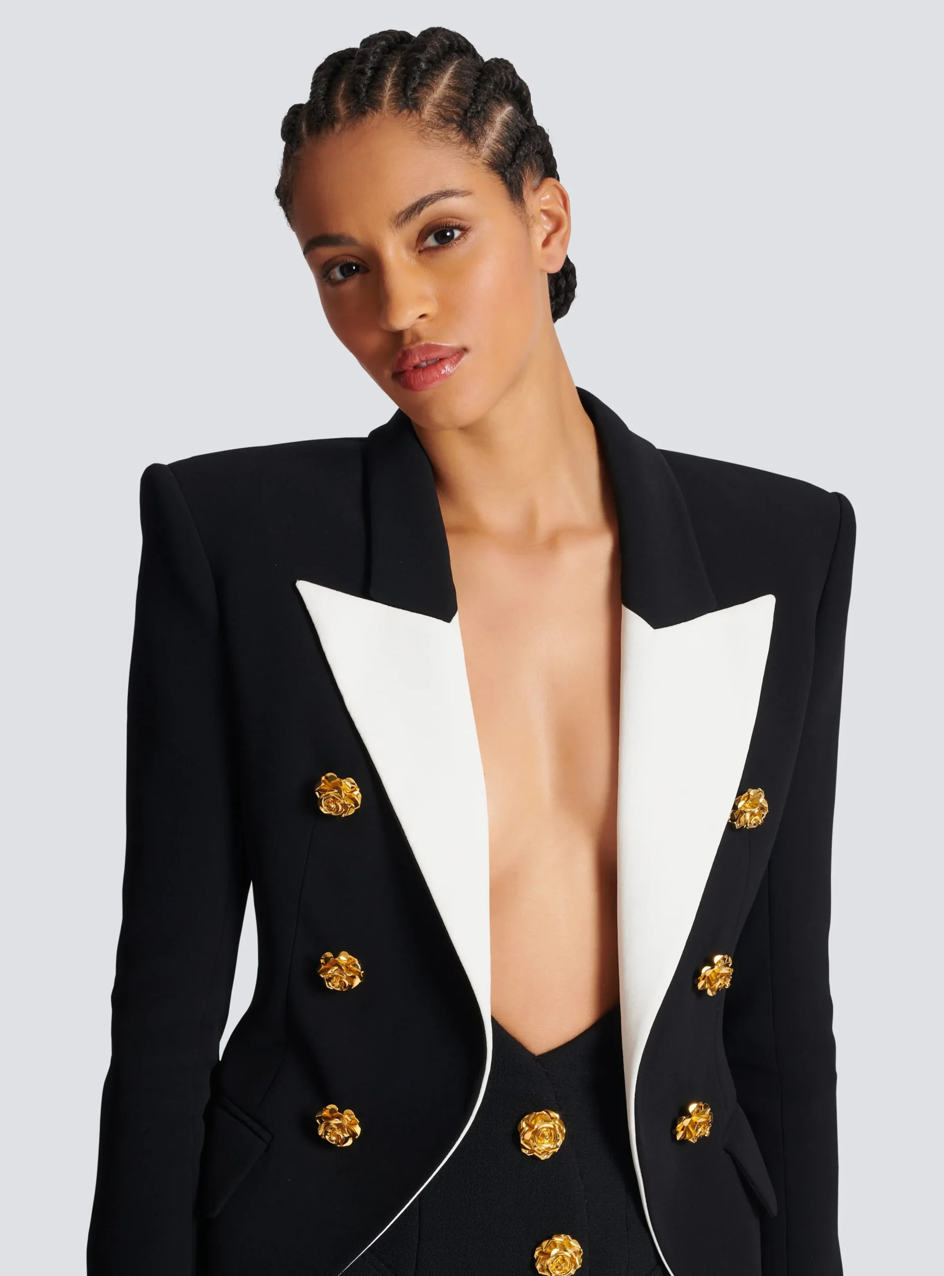 Slim-fit Jacket With Roses Buttons-Balmain Best Sale