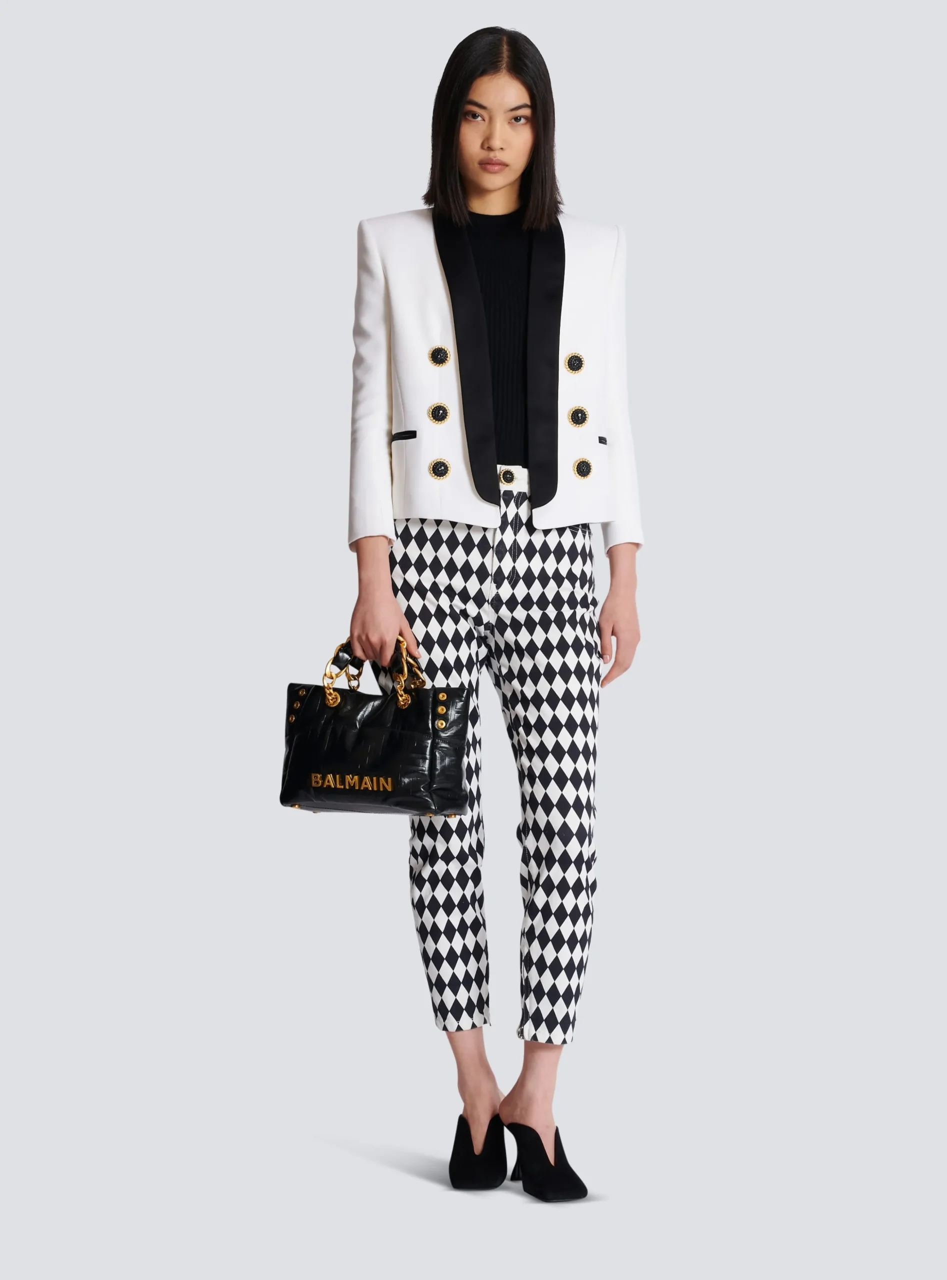 Small 1945 Soft Tote Bag In Crackled Calfskin-Balmain Discount