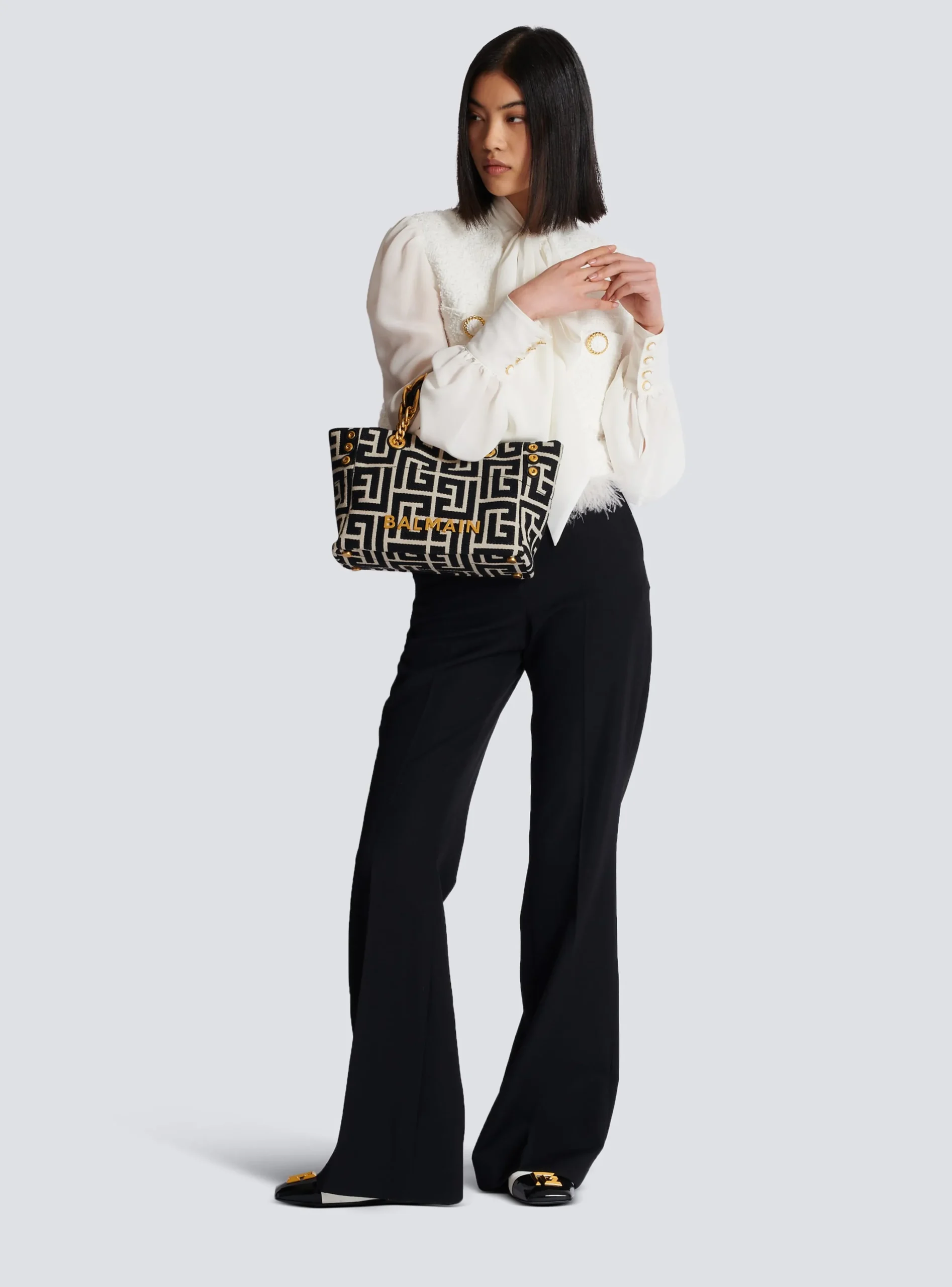 Small 1945 Soft Tote Bag Monogram Jacquard Fabric-Balmain Hot