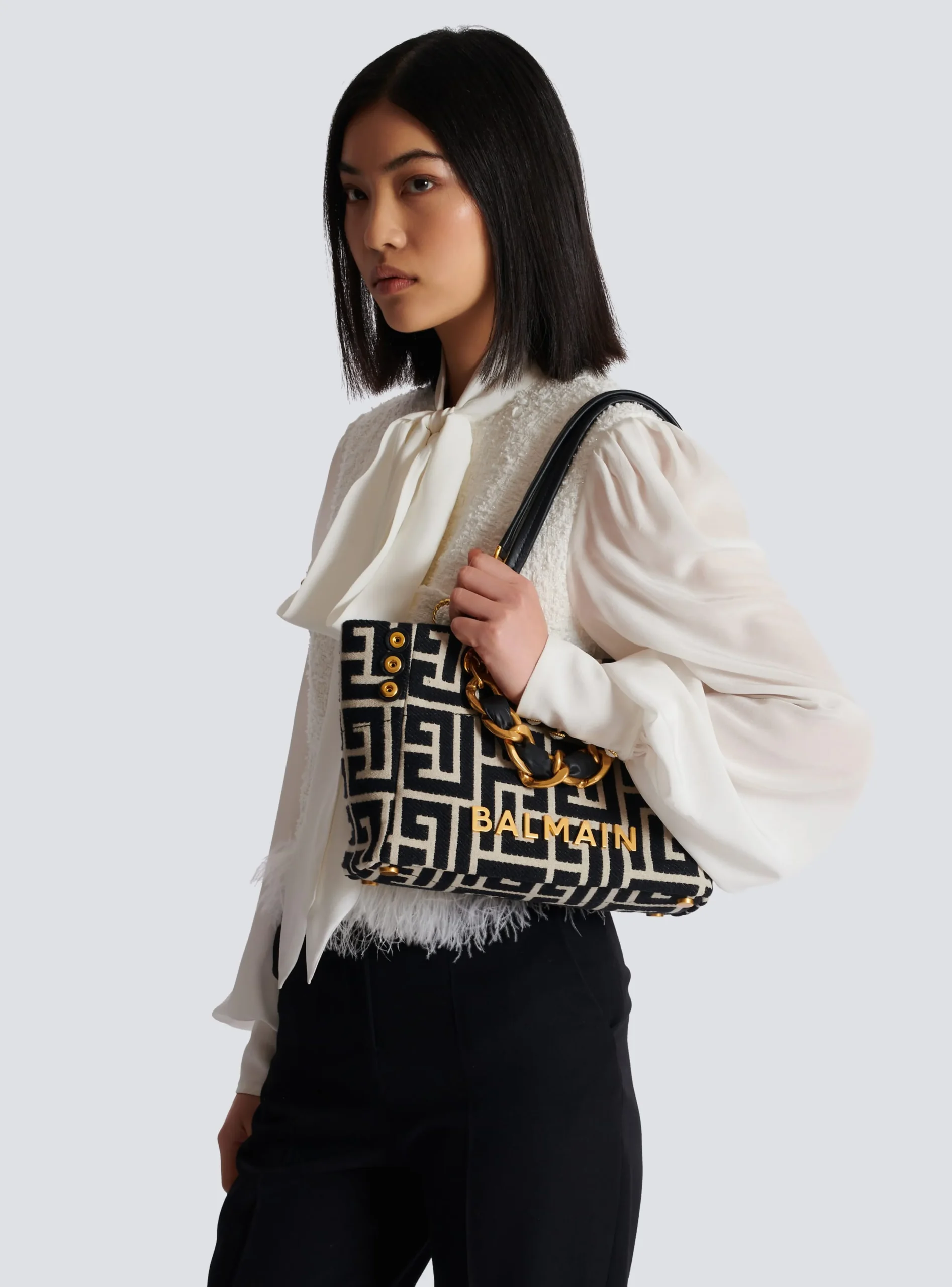 Small 1945 Soft Tote Bag Monogram Jacquard Fabric-Balmain Hot