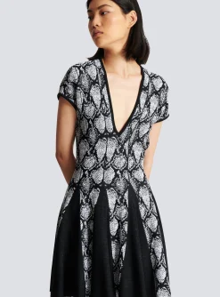 Snakeskin Jacquard Dress-Balmain Clearance