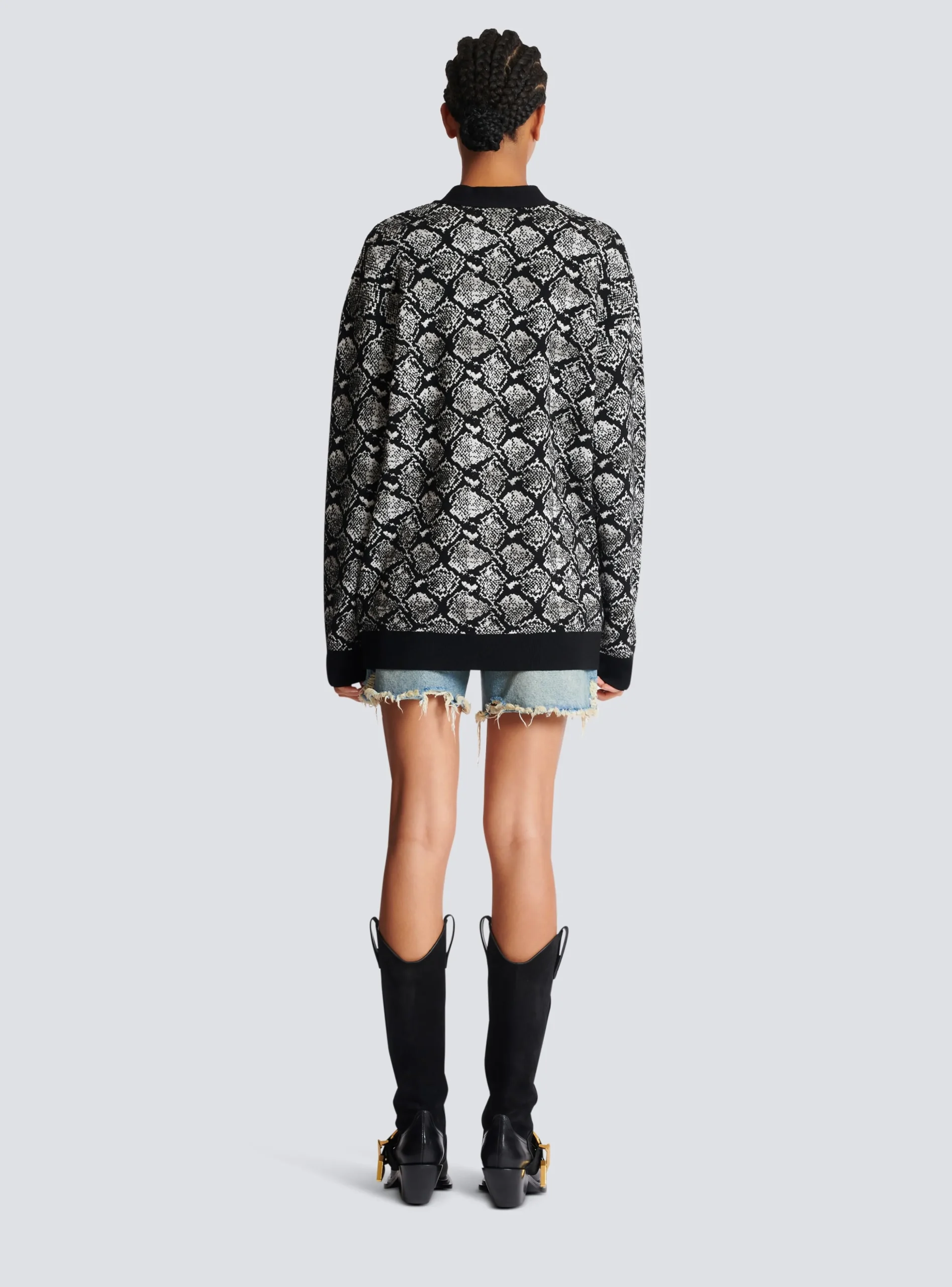 Snakeskin Jacquard Knit Cardigan-Balmain Flash Sale