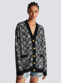 Snakeskin Jacquard Knit Cardigan-Balmain Flash Sale