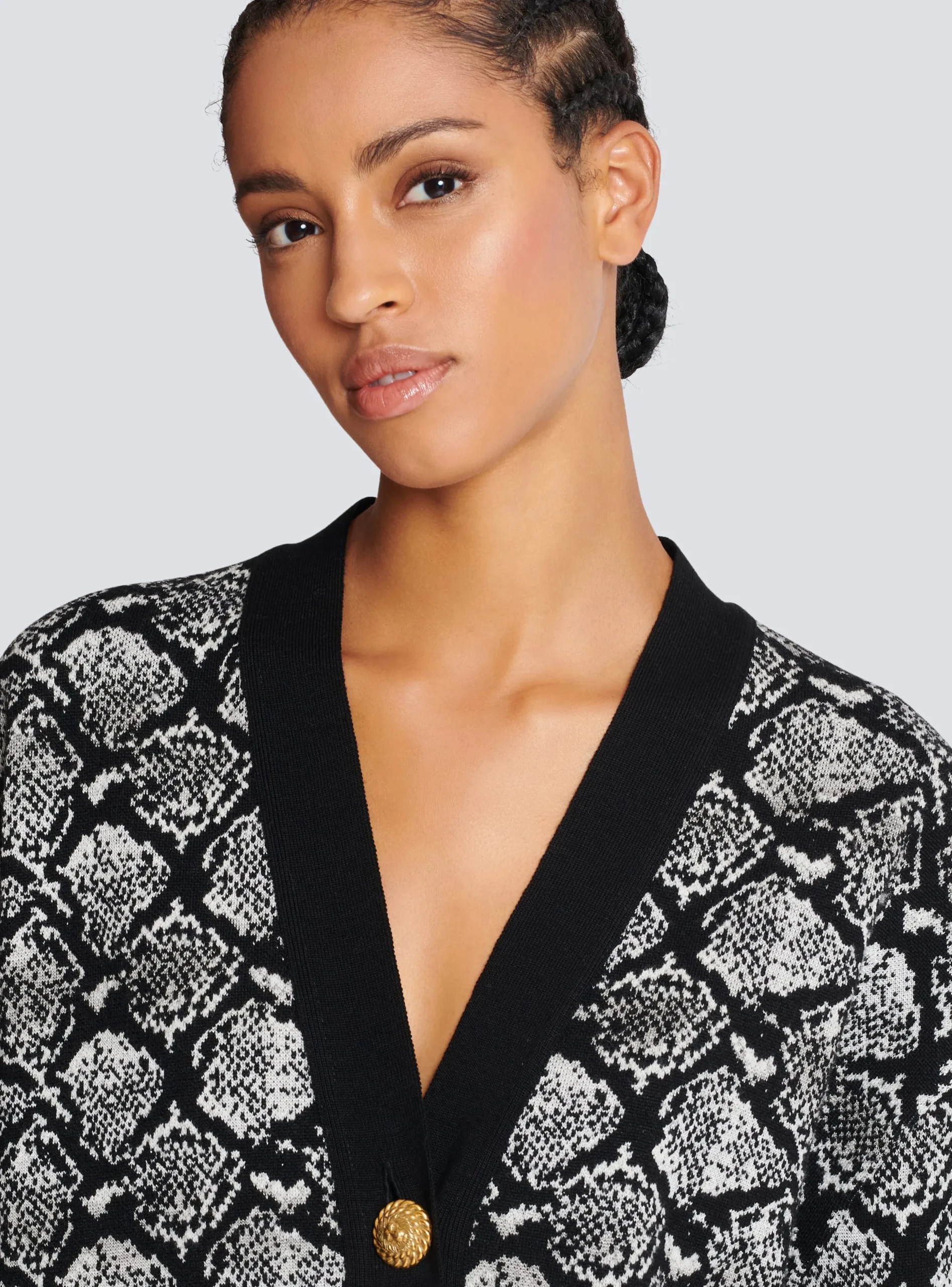 Snakeskin Jacquard Knit Cardigan-Balmain Flash Sale