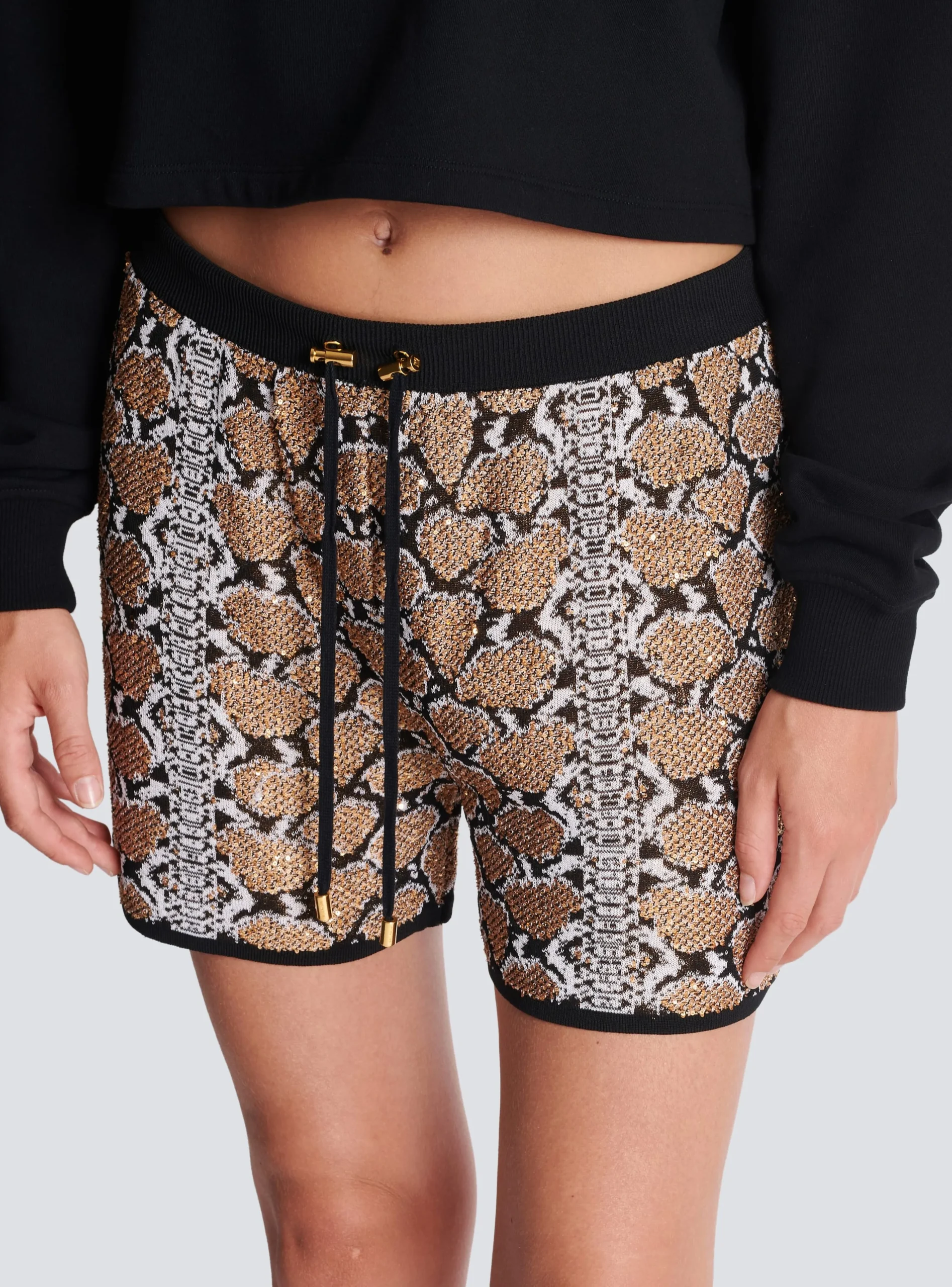 Snakeskin Knit Shorts-Balmain Sale