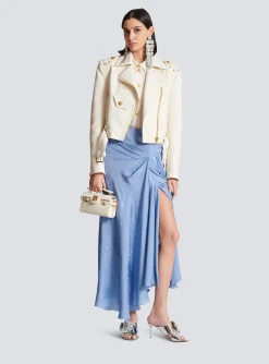 Snakeskin Silk Jacquard Skirt-Balmain New