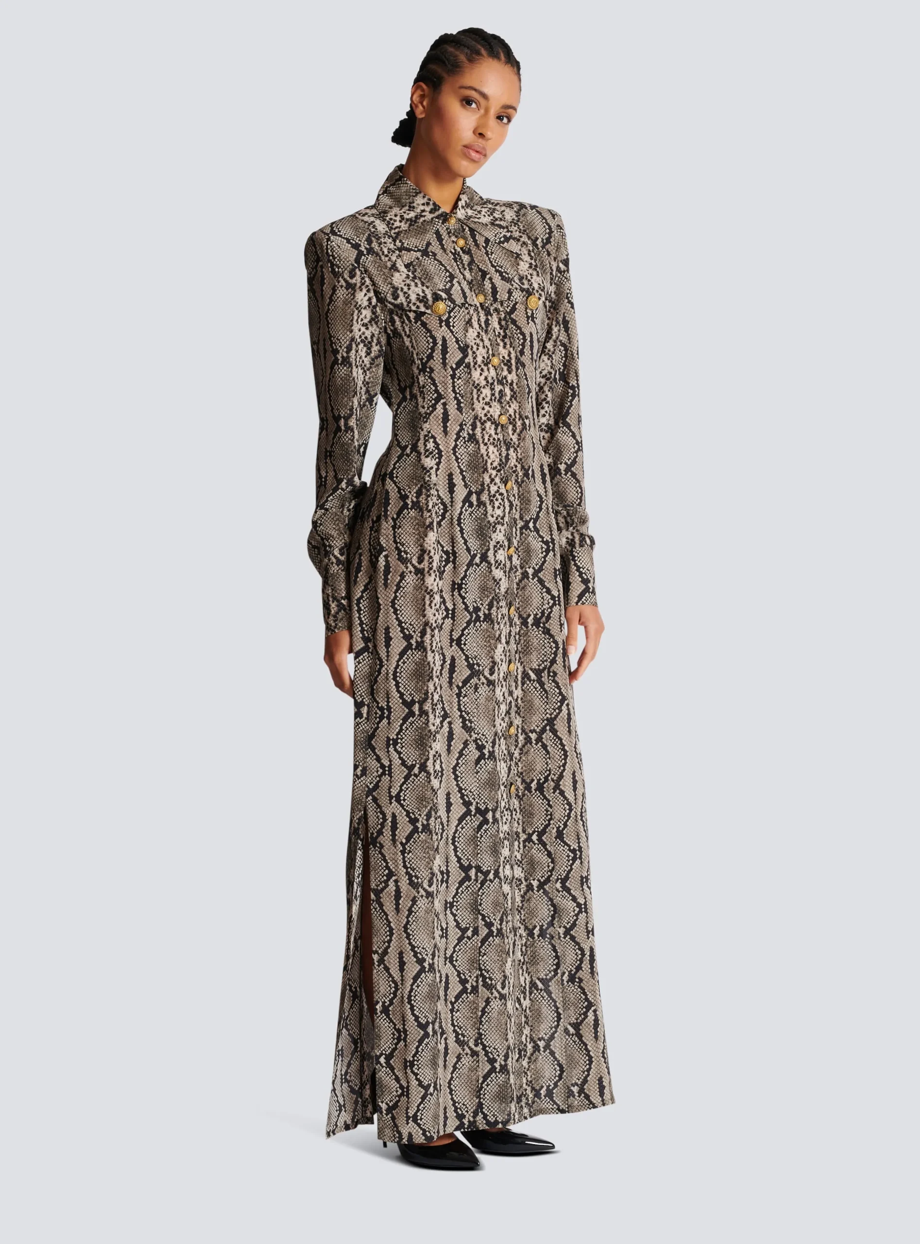 Snakeskin Silk Shirt Dress-Balmain Flash Sale